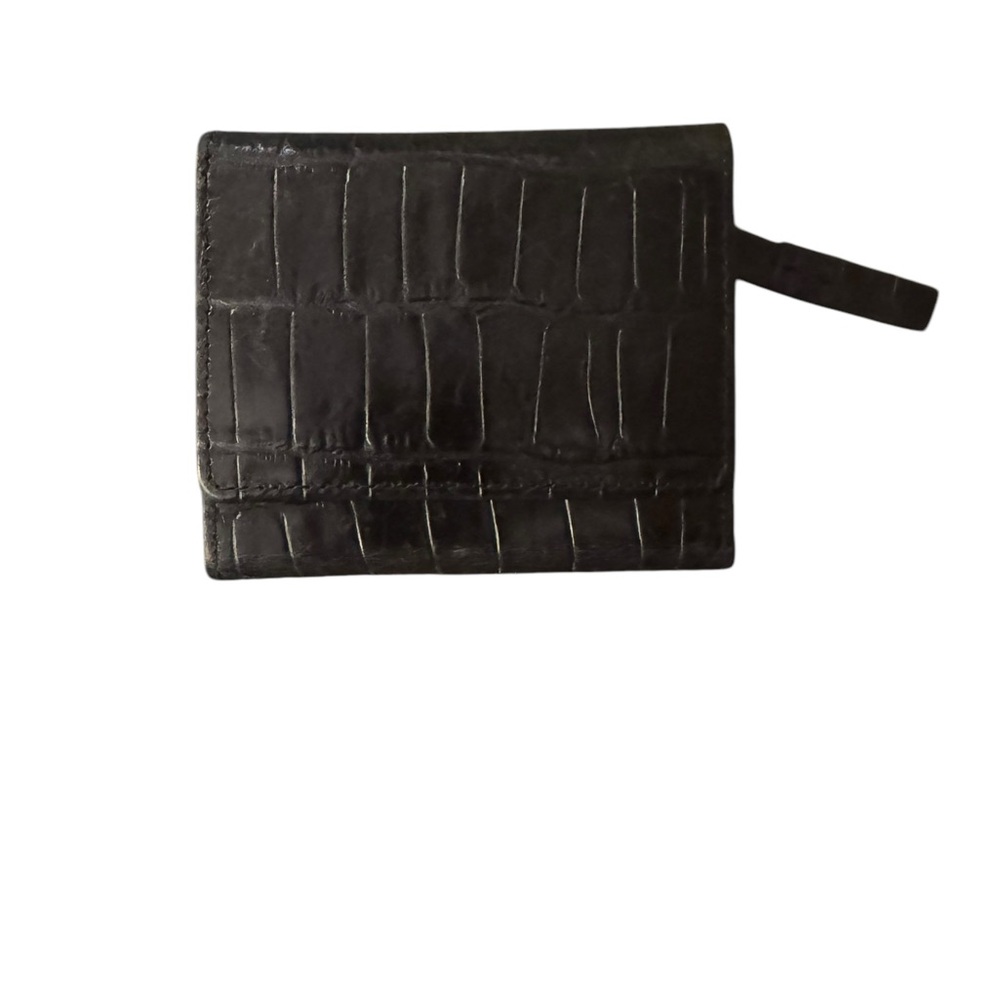 Black Embossed Leather Trifold Wallet